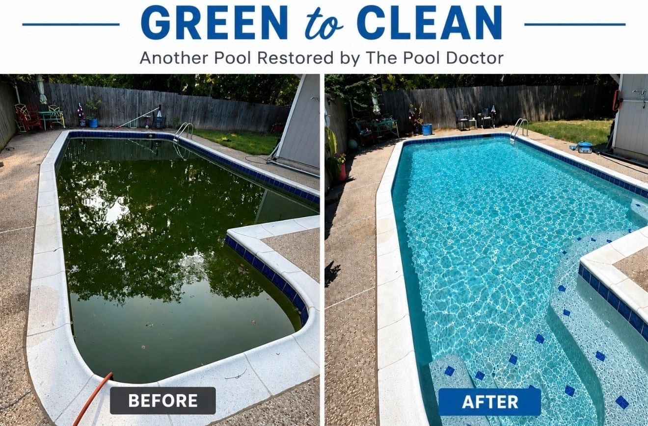 Green to clean pool restoration by The Pool Doctor